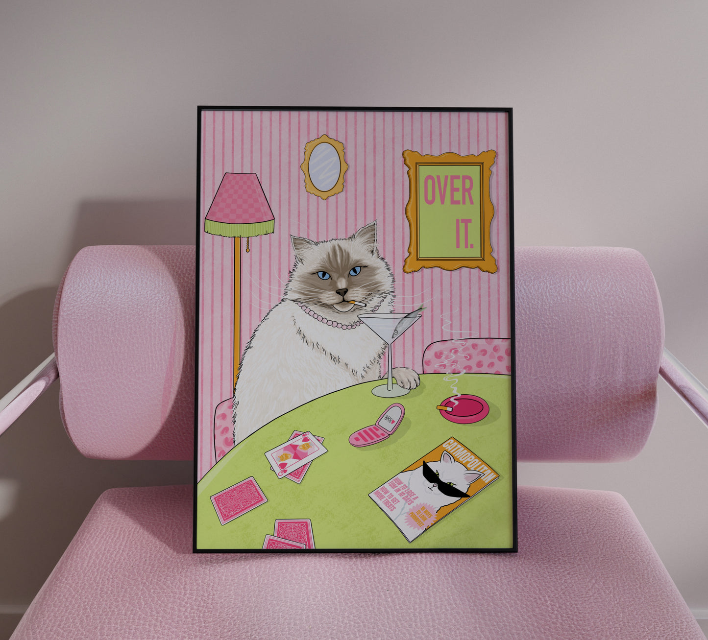 Poker Prince Cat Illustrated Print