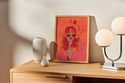 Aries Zodiac Illustrated Print