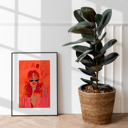 Aries Zodiac Illustrated Print