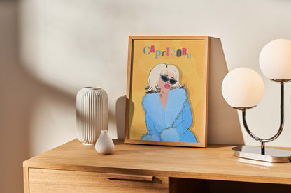 Capricorn Zodiac Illustrated Print