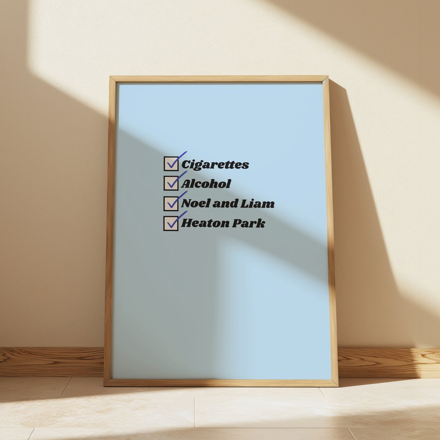 Customisable Cigarettes and Alcohol UK Location Oasis Print