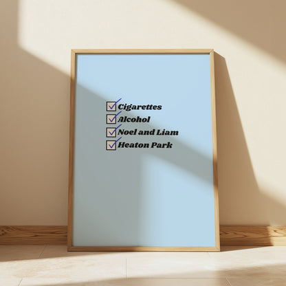 Customisable Cigarettes and Alcohol UK Location Oasis Print