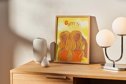 Gemini Zodiac Illustrated Print