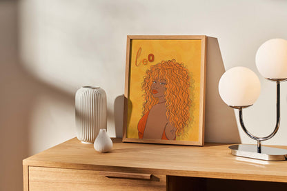 Leo Zodiac Illustrated Print