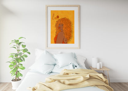 Leo Zodiac Illustrated Print