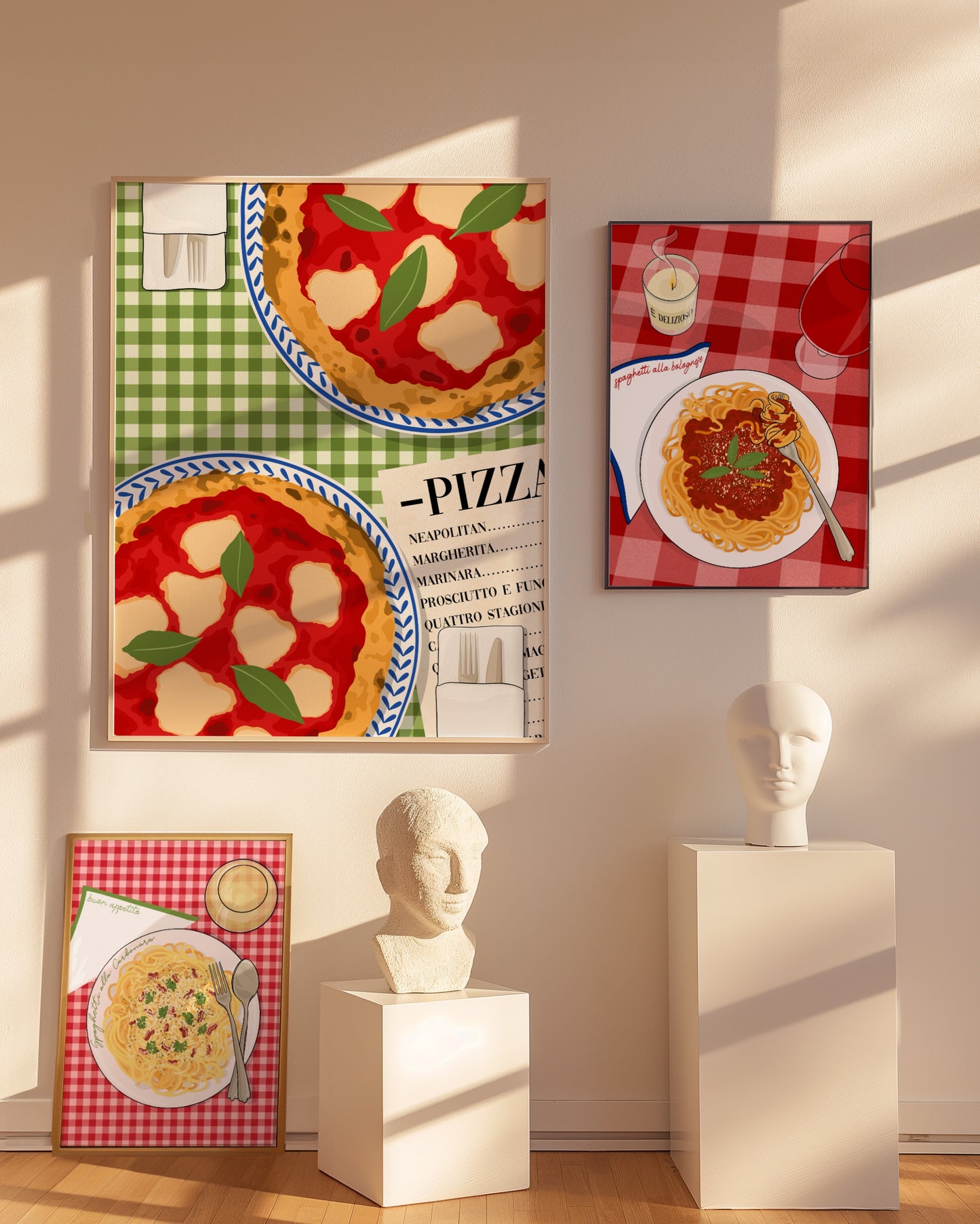 Pizza Margarita Italian Illustrated Art Print