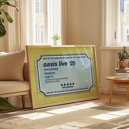 Customisable Oasis UK Ticket Print