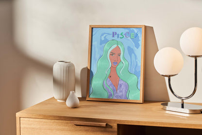 Pisces Zodiac Illustrated Print