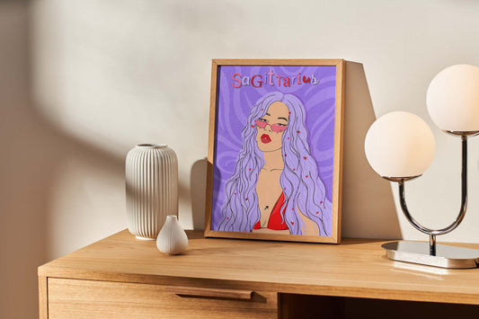 Sagittarius Zodiac Illustrated Print