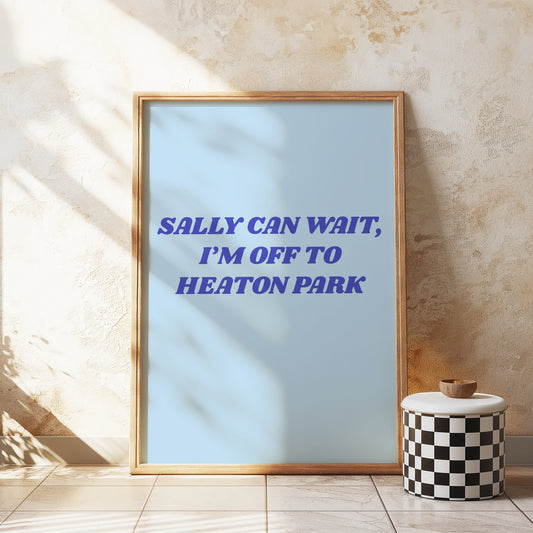 Blue Customisable UK Sally Can Wait Oasis Print