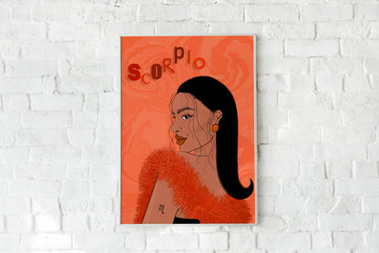 Scorpio Zodiac Illustrated Print