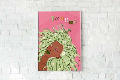 Taurus Zodiac Illustrated Print